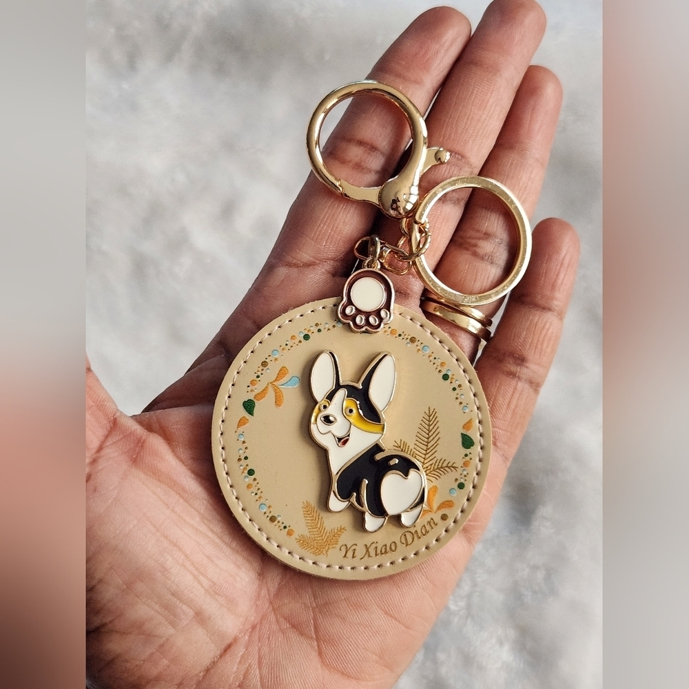 Cute Corgi Keychain with Gold Accents Bag Charm - Picture 4 of 4